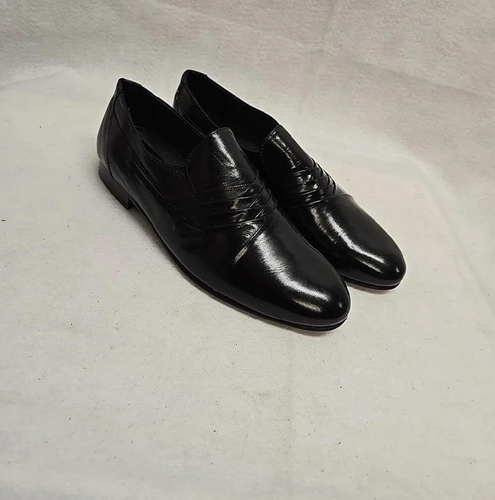 Hydepark Men's Black Leather Slip-On Dress Shoes 9.5 - Picture 3 of 10
